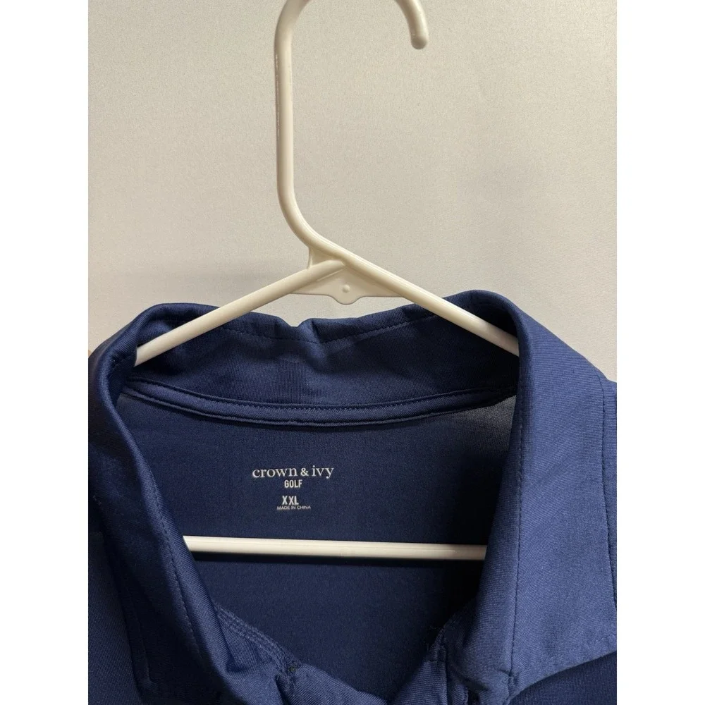Crown‎ & Ivy Polo Shirt Mens Sz 2X Navy  blue Short Sleeve stretch NWT